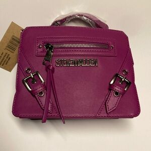 Steve Madden Dark Fuschia Mini Bag with Top Handle and Silver  Hardware